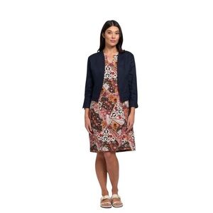 FOIL PLEAT DREAMS JACKET 6 LINEN LIGHTWEIGHT SINGLE CLASP CLOSURE RUFFLE HEM NWT